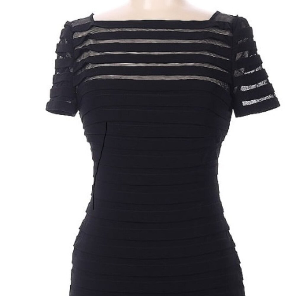 Adrianna Papell Pleated Tiered Boat Neck Short Sleeve Dress 6P